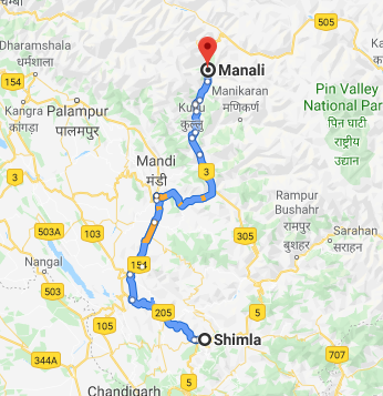 Shimla to Manali by Road - Distance, Time and Useful Travel Information