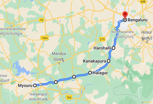 Mysuru to Bengaluru by Road Map 02