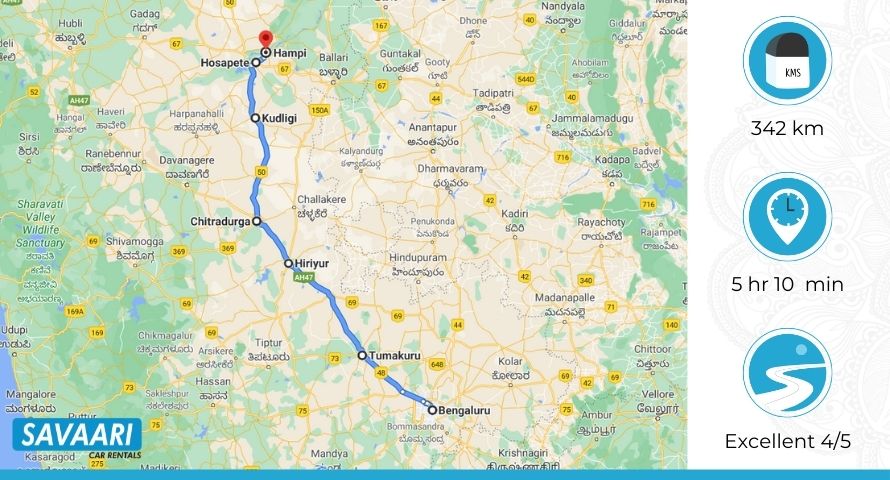 Bangalore to Hampi via NH 48 & NH 50