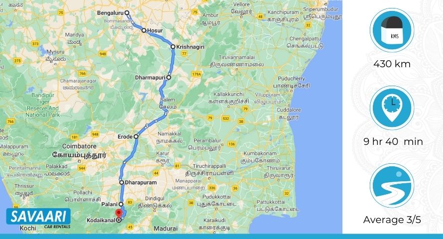 Bangalore to Kodaikanal via NH 44 & NH 544