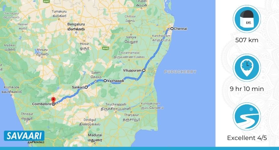 Chennai to Coimbatore via NH79 and NH544
