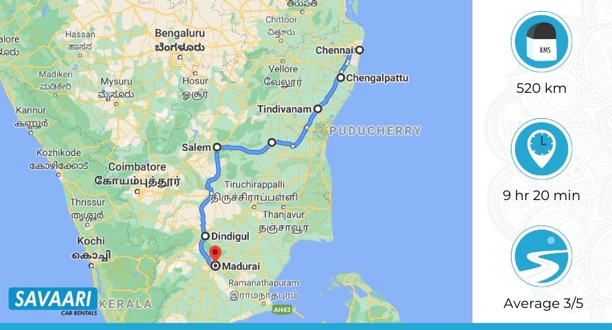  Chennai to Madurai via Salem