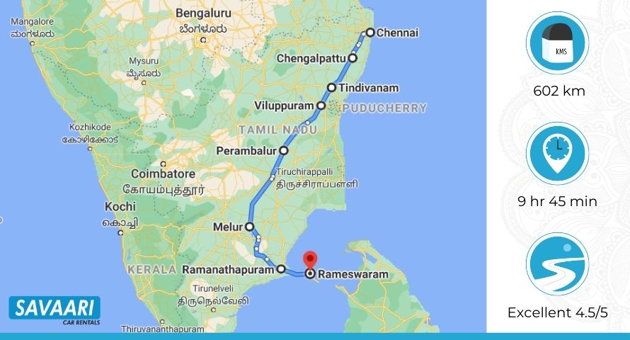 Chennai to Rameshwaram Via NH 38