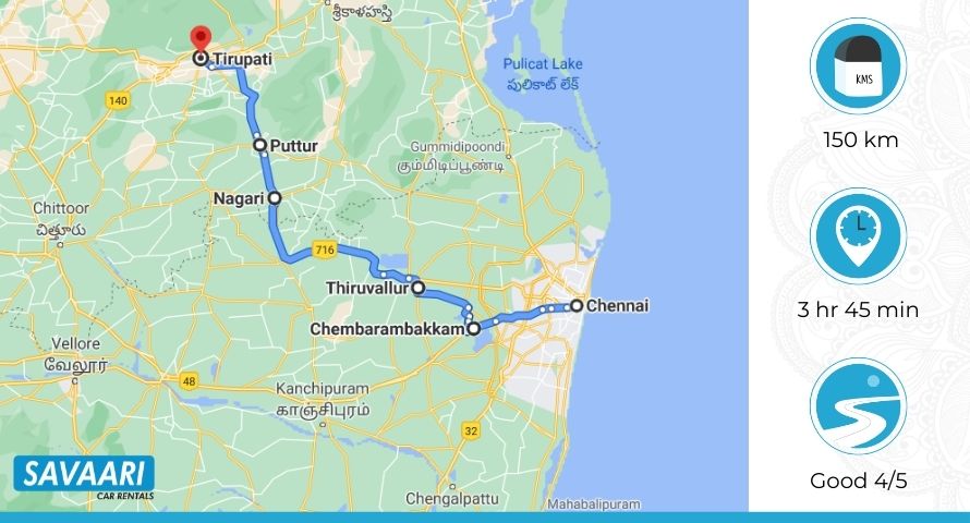 Chennai to Tirupati by Road Map 02