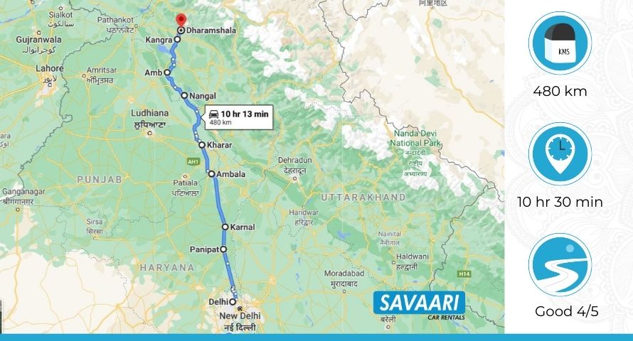 Delhi to Dharamshala route1
