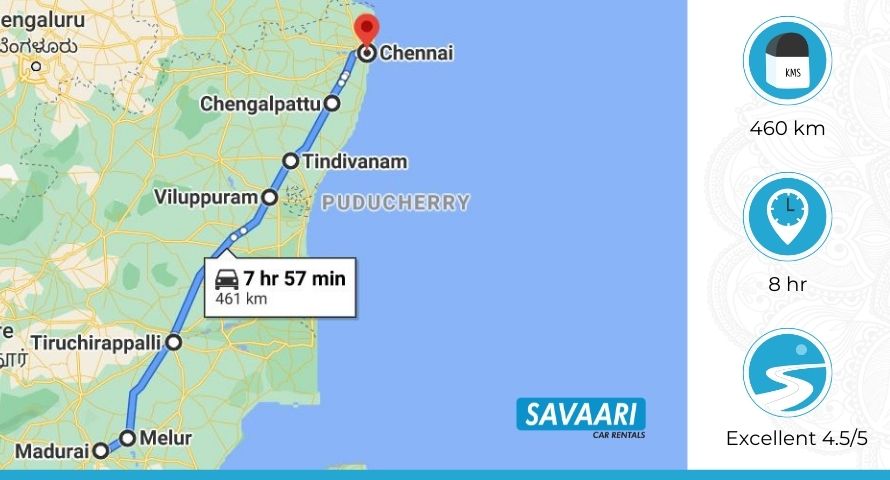 Madurai to Chennai Via