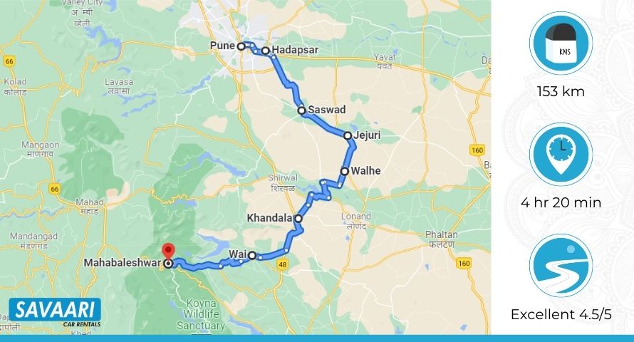 Pune to Mahabaleshwar Map