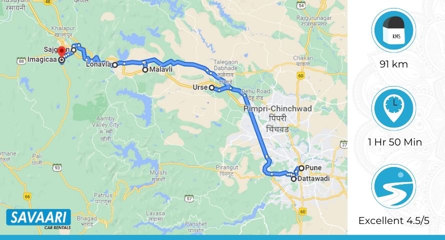 Pune to Imagicaa via Bangalore-Mumbai Highway or Mumbai-Pune Expressway or Mumbai-Pune Highway