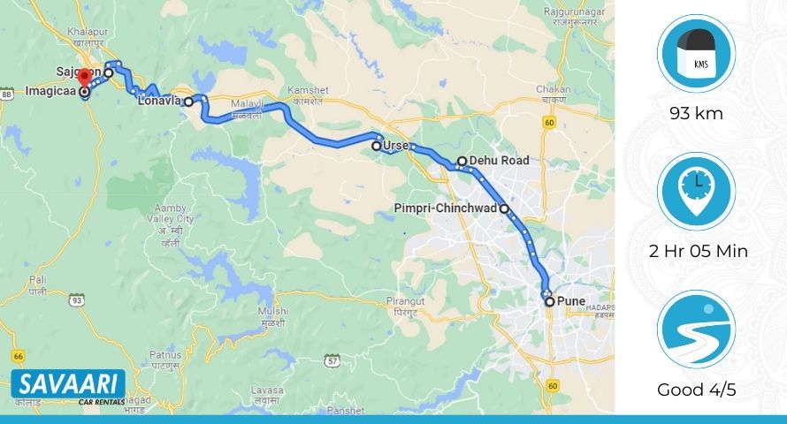 Pune to Imagicaa via Pandharpur Road and Bangalore-Mumbai Highway