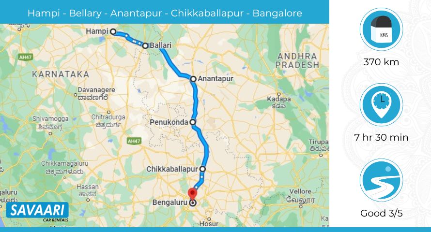 Popular Routes from Hampi to Bangalore