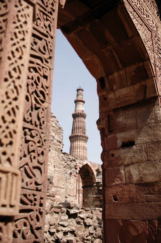 A scenic view from a the famous arches in the Qutub Complex. 