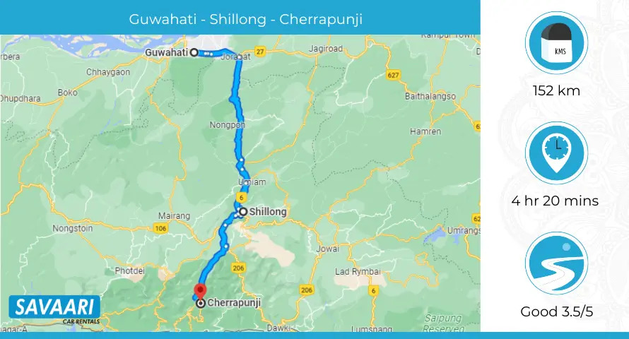 Guwahati-Cherrapunji-route1