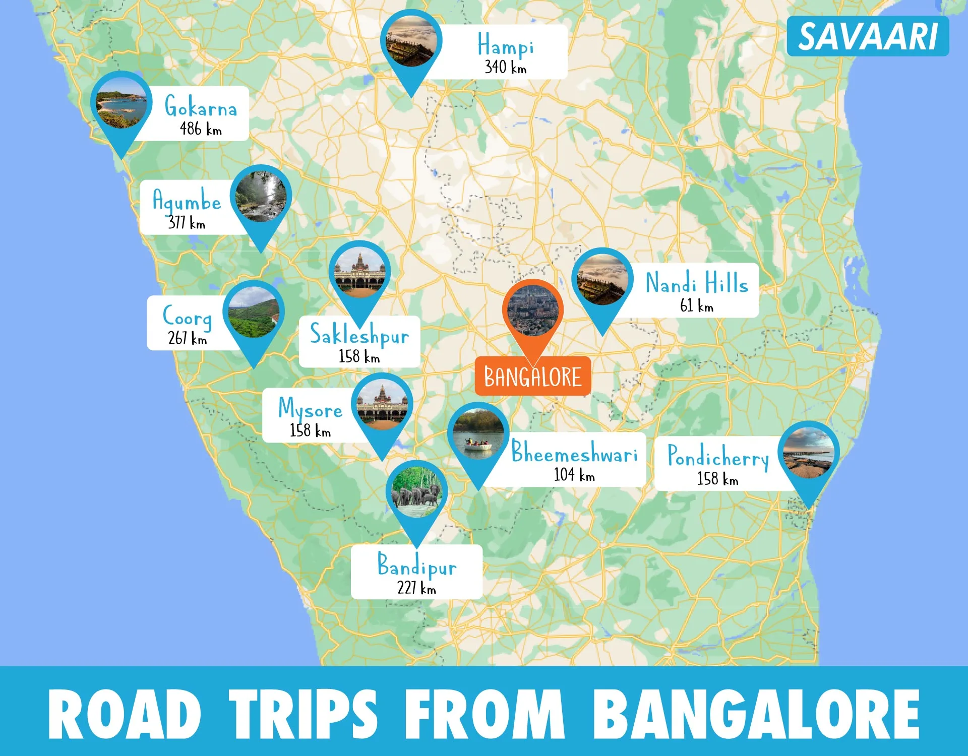 Places to visit near Bangalore - Bookmark these awesome road trips