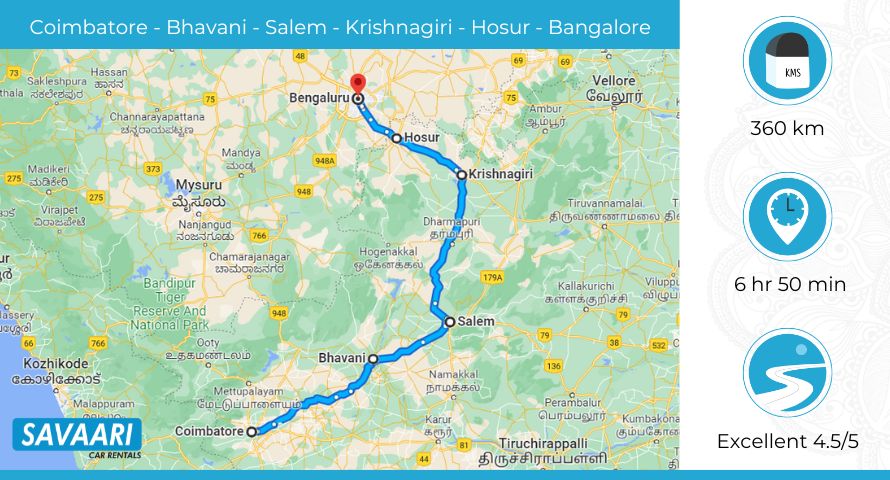 Coimbatore to Bangalore via Salem 