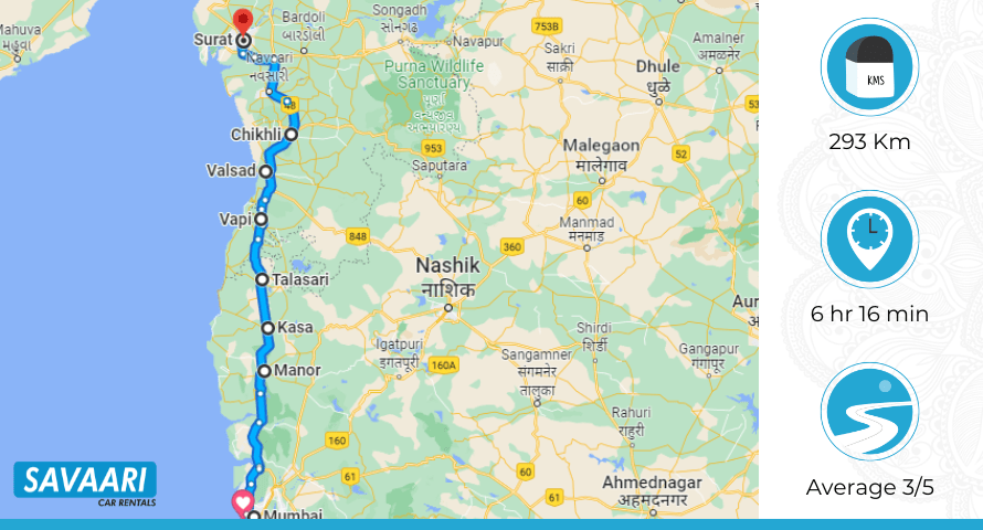 Mumbai to Surat via NH 8
