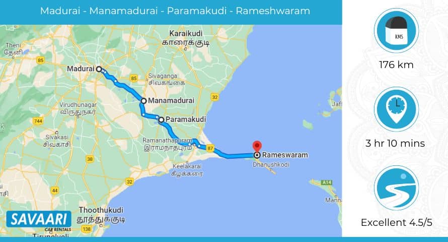 Rameshwaram to Madurai via NH87