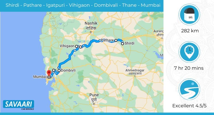 Road trip from Shirdi to Mumbai via Ghoti-Shirdi Road and NH 160 