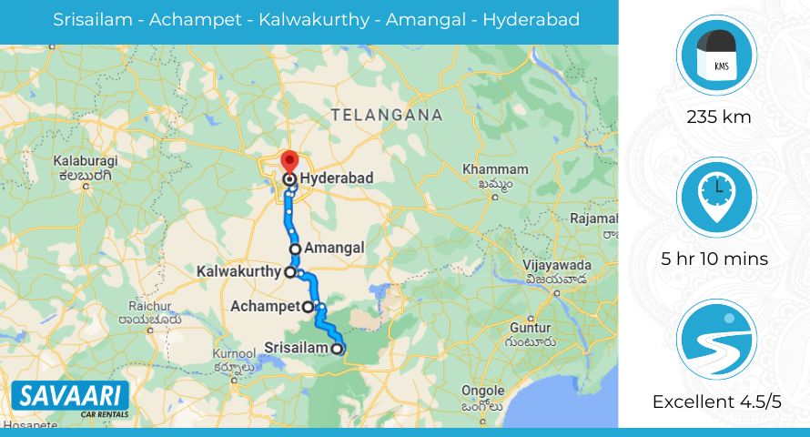 Srisailam to Hyderabad via NH 765